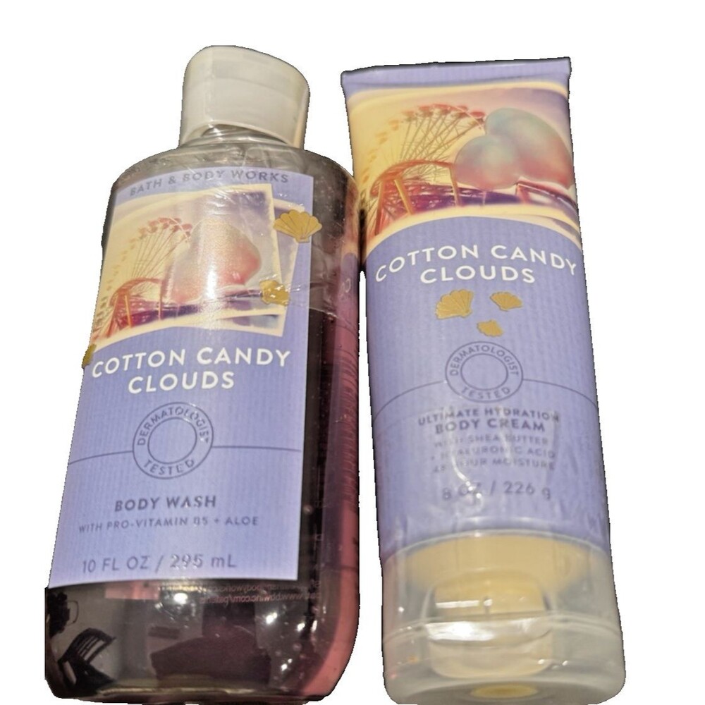 Bath & Body Works Cotton Candy Clouds Set Body Wash & Hydration Body Cream